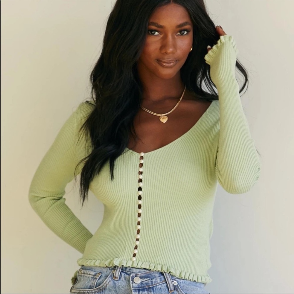 Princess Polly Kayden Long Sleeve Top in Green
